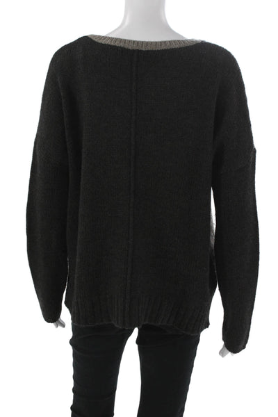 360 Sweater Women Pullover Gray Geometric Round Neck Long Sleeve Acrylic Size S