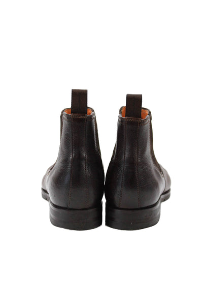 Santoni Mens Leather Stretch Inset Pull On Ankle Boots Brown Size 7