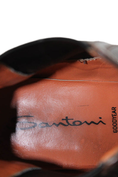Santoni Mens Leather Stretch Inset Pull On Ankle Boots Brown Size 7