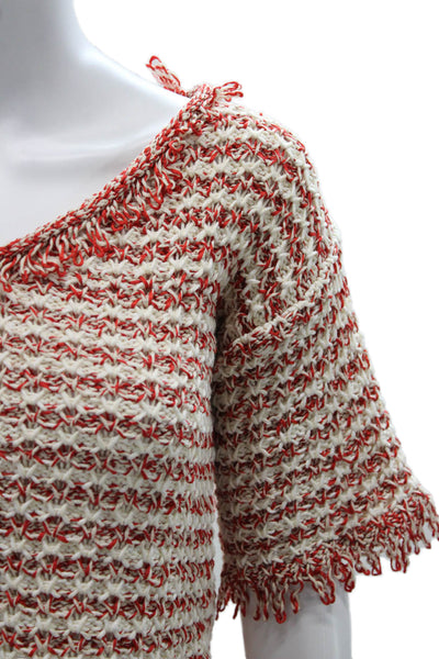 Giambattista Valli Womens Red Striped V-Neck Pullover Size One Size