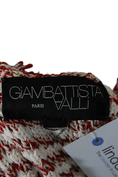 Giambattista Valli Womens Red Striped V-Neck Pullover Size One Size