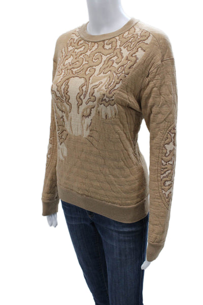 Stella McCartney Women Pullover Beige Cotton Animal Print Long Sleeve Size 40