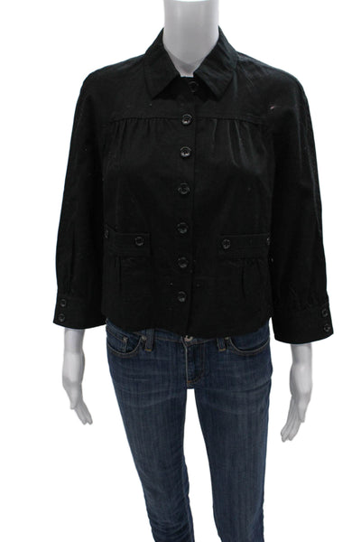 Generra Women Basic Jacket Black Button 3/4 Sleeve Cotton Elastane Size 4