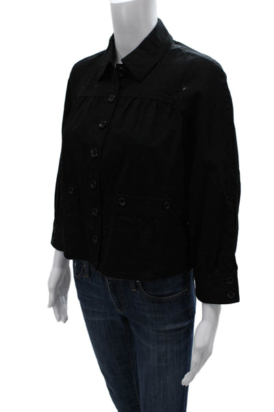 Generra Women Basic Jacket Black Button 3/4 Sleeve Cotton Elastane Size 4