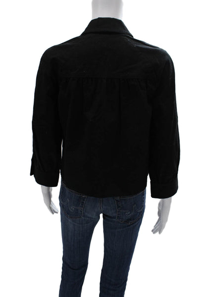 Generra Women Basic Jacket Black Button 3/4 Sleeve Cotton Elastane Size 4