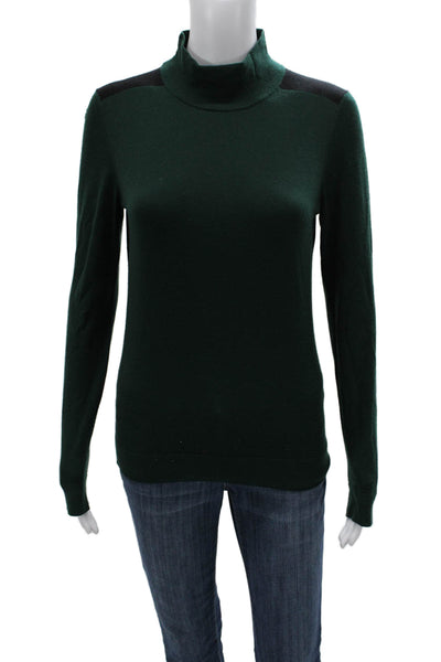 Theory Womens Wool Turtleneck Pullover Sweater Green Long Sleeve Size M