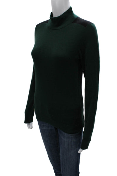 Theory Womens Wool Turtleneck Pullover Sweater Green Long Sleeve Size M