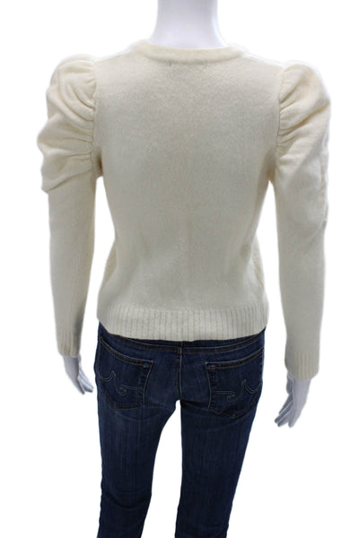Valentino Women Pullover Sweater Ivory Wool Long Sleeve Crew Neck Size 42