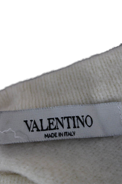 Valentino Women Pullover Sweater Ivory Wool Long Sleeve Crew Neck Size 42