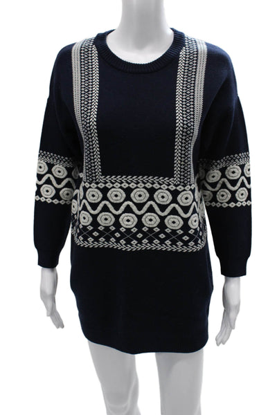 Chloe Womens Sweater Dress Blue Cashmere Long Sleeve Pullover Size S