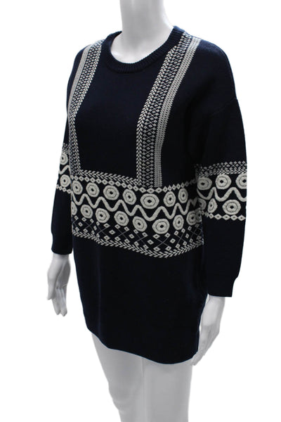 Chloe Womens Sweater Dress Blue Cashmere Long Sleeve Pullover Size S
