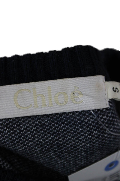 Chloe Womens Sweater Dress Blue Cashmere Long Sleeve Pullover Size S