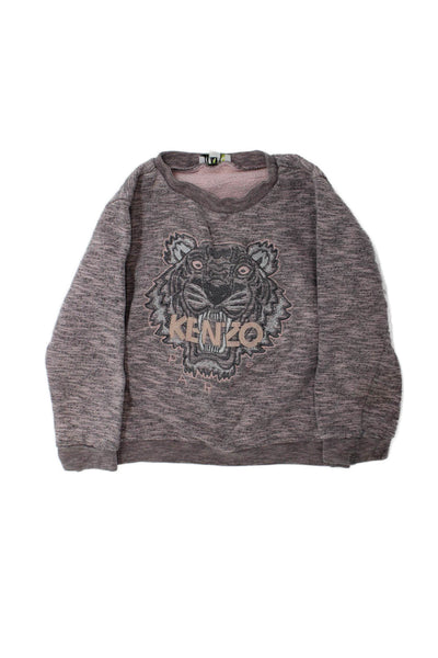 Kenzo Girls Pullover Long Sleeve Crew Neck Logo Sweatshirt Pink Cotton Size 4