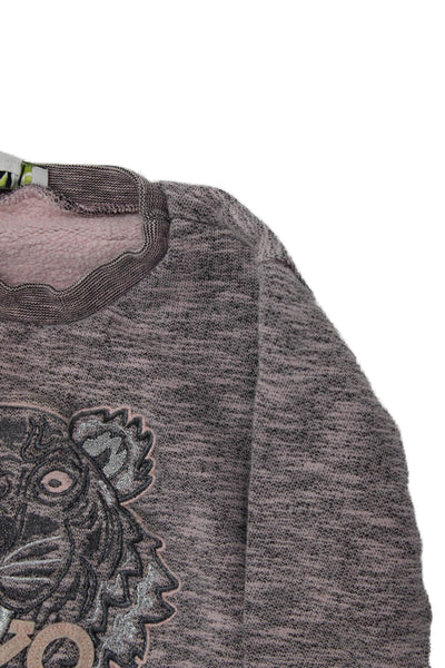 Kenzo Girls Pullover Long Sleeve Crew Neck Logo Sweatshirt Pink Cotton Size 4