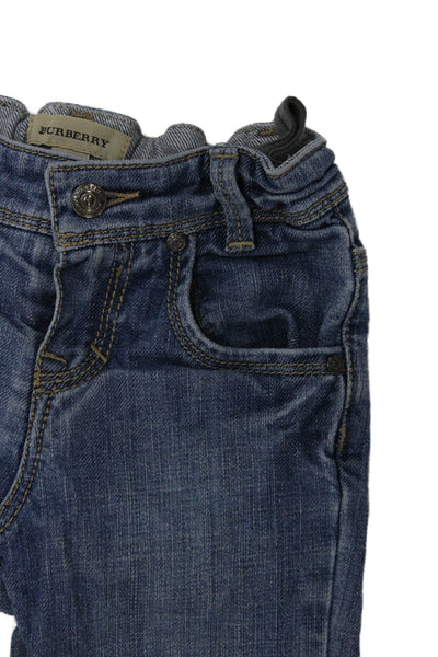 Burberry Girls Zipper Fly Nova Check Cuffed Straight Leg Jeans Blue Size 4