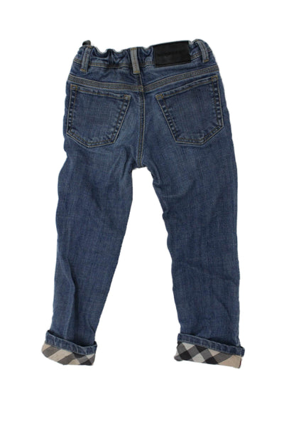 Burberry Girls Zipper Fly Nova Check Cuffed Straight Leg Jeans Blue Size 4