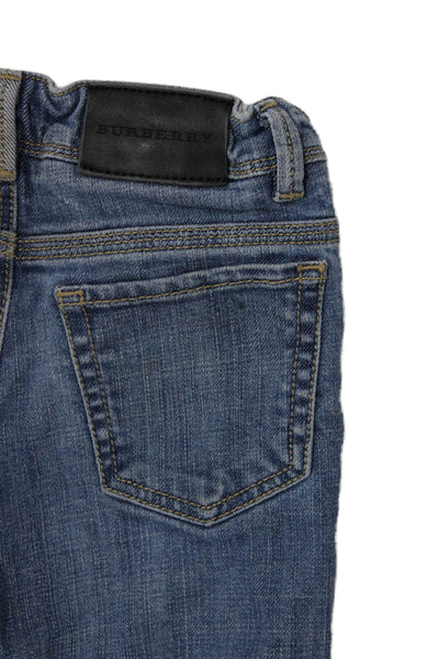 Burberry Girls Zipper Fly Nova Check Cuffed Straight Leg Jeans Blue Size 4