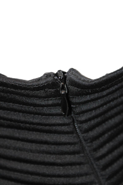 Donna Karan Womens Black Wool Bandage Midi Skirt Zip Closure Size S
