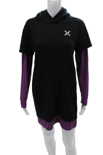 Kenzo Womens Black Cotton T Shirt Dress Crew Neck Short Sleeve Size S