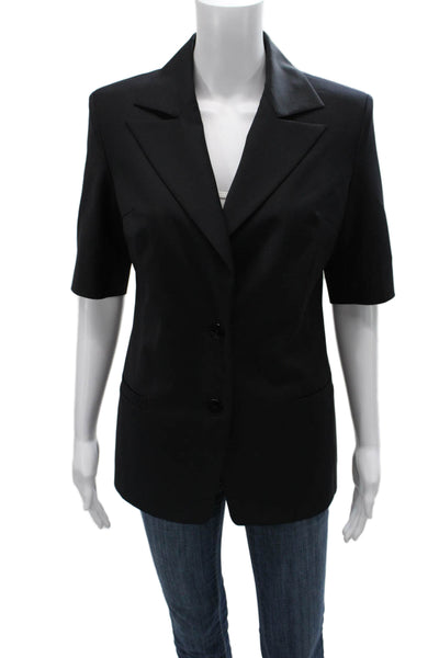 Theo Womens Black Wool Short Sleeve Jacket Solid Size S