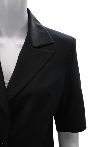 Theo Womens Black Wool Short Sleeve Jacket Solid Size S