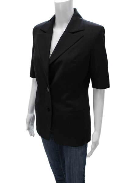 Theo Womens Black Wool Short Sleeve Jacket Solid Size S
