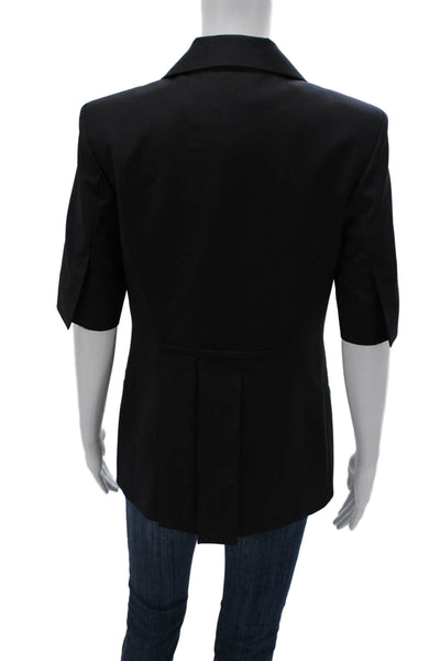 Theo Womens Black Wool Short Sleeve Jacket Solid Size S