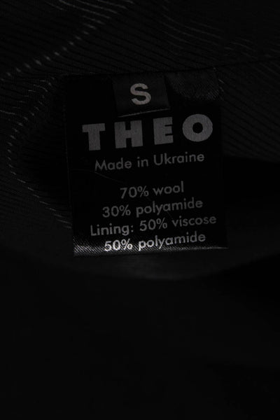 Theo Womens Black Wool Short Sleeve Jacket Solid Size S