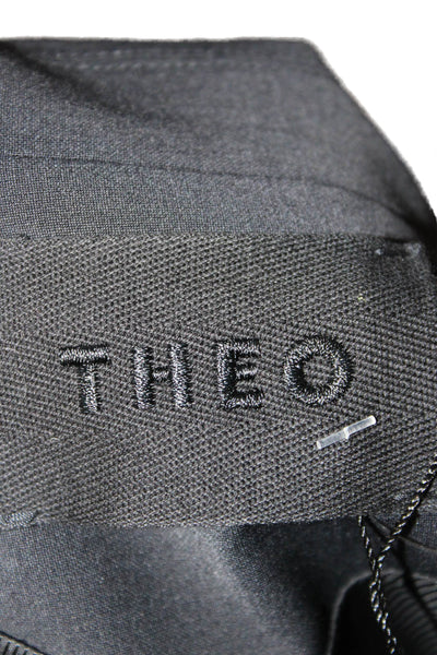 Theo Womens Black Wool Short Sleeve Jacket Solid Size S