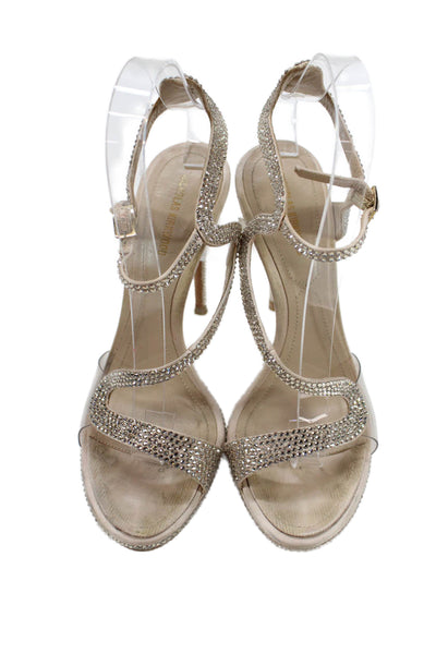 Nicholas Kirkwood Women's Open Toe Rhinestone Stiletto Sandals Gold Size 38