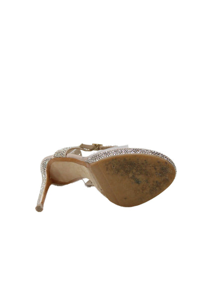Nicholas Kirkwood Women's Open Toe Rhinestone Stiletto Sandals Gold Size 38