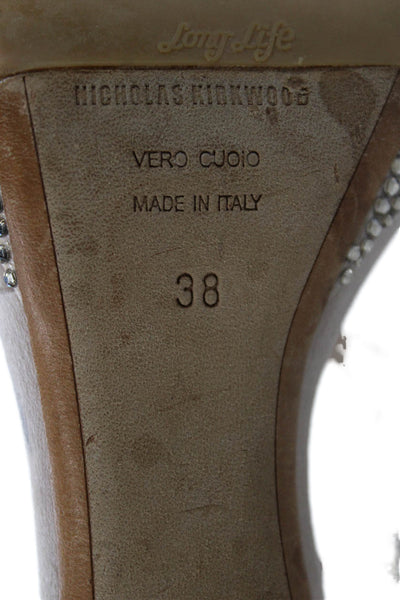 Nicholas Kirkwood Women's Open Toe Rhinestone Stiletto Sandals Gold Size 38