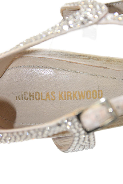 Nicholas Kirkwood Women's Open Toe Rhinestone Stiletto Sandals Gold Size 38