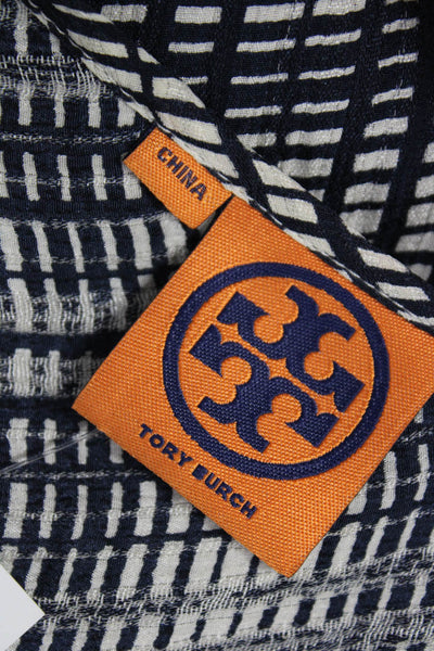 Tory Burch Women Basic Silk Cowl Neck Geometric Sleeveless Blouse Blue Size 4