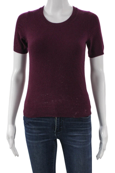 Uniqlo Women Pullover Cashmere Crew Neck Short Sleeve Purple Size XS