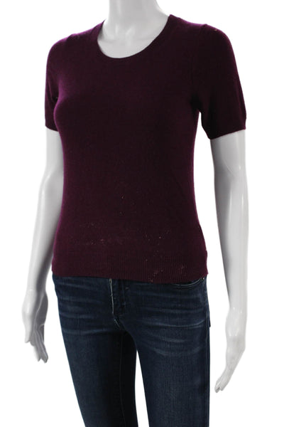 Uniqlo Women Pullover Cashmere Crew Neck Short Sleeve Purple Size XS