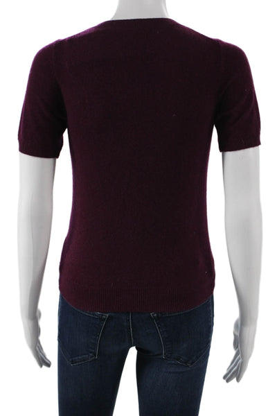 Uniqlo Women Pullover Cashmere Crew Neck Short Sleeve Purple Size XS
