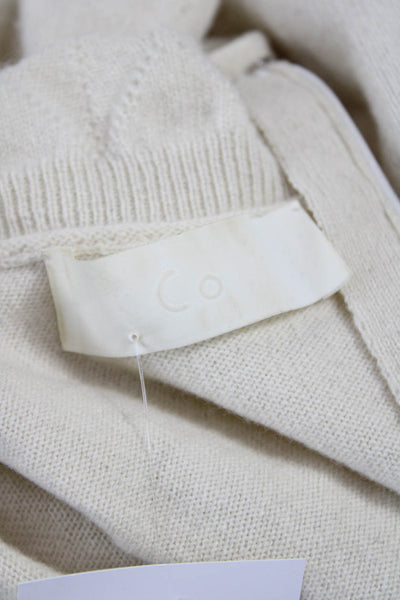 CO Womens Cashmere Blend Ivory High Neck Pullover Sweater 3/4 Sleeve Size S