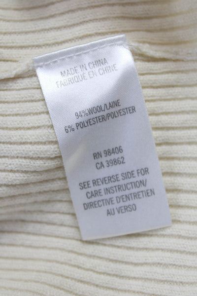 Theory Women Ivory Wool Pullover Crew Neck Long Sleeve Size PP