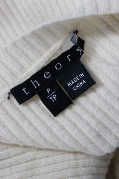 Theory Women Ivory Wool Pullover Crew Neck Long Sleeve Size PP