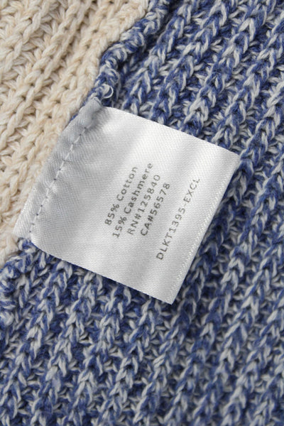 Intermix Women Cardigan Blue Cotton Geometric Round Neck Long Sleeve Size S