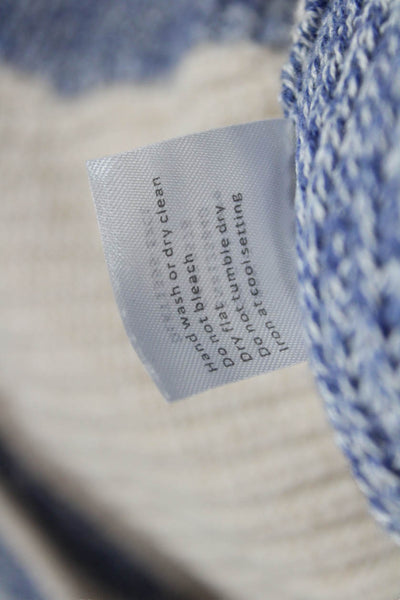Intermix Women Cardigan Blue Cotton Geometric Round Neck Long Sleeve Size S