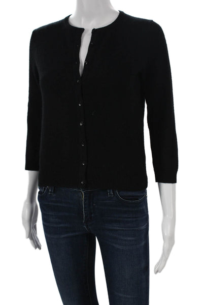 Cullen Womens Cashmere Black Cardigan 3/4 Sleeve Round Neck Solid Size XS