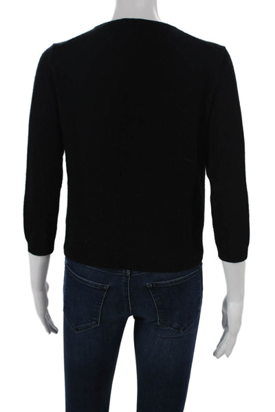 Cullen Womens Cashmere Black Cardigan 3/4 Sleeve Round Neck Solid Size XS