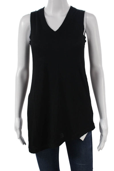 Kokun Womens Sleeveless V Neck Tunic Black 80% Bamboo Petites Size XS