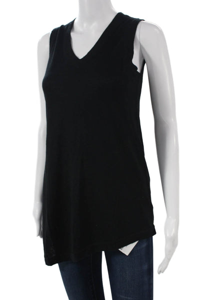 Kokun Womens Sleeveless V Neck Tunic Black 80% Bamboo Petites Size XS