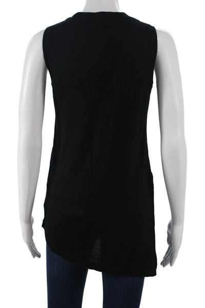 Kokun Womens Sleeveless V Neck Tunic Black 80% Bamboo Petites Size XS