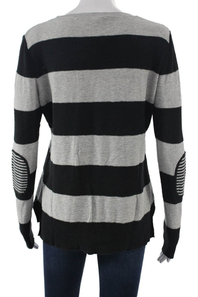 Belford Womens Pullover Black Striped Cotton Round Neck Long Sleeve Size M