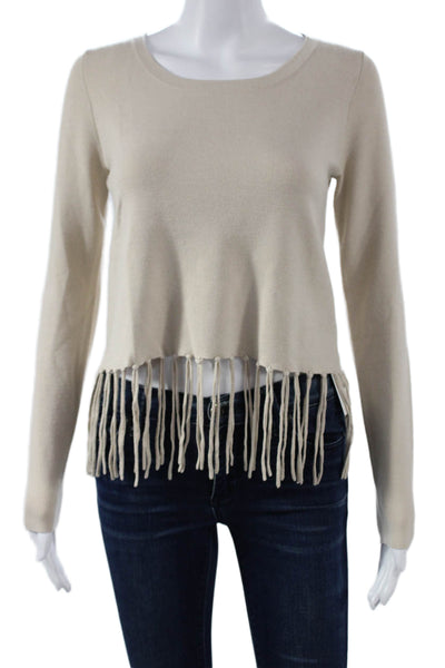 Kokun Womens Bamboo Crew Neck Pullover Sweater Beige Long Sleeve Size XS