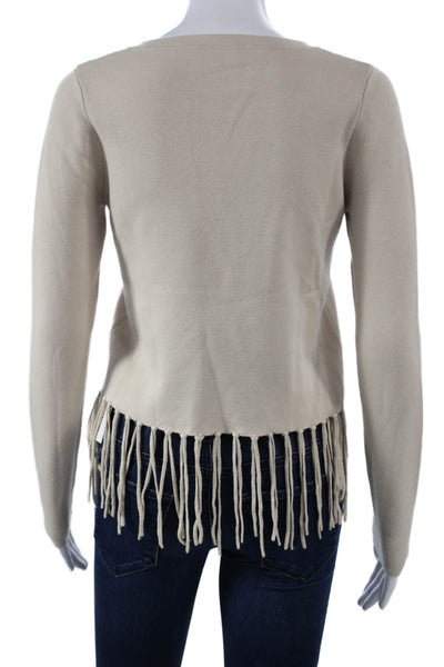 Kokun Womens Bamboo Crew Neck Pullover Sweater Beige Long Sleeve Size XS